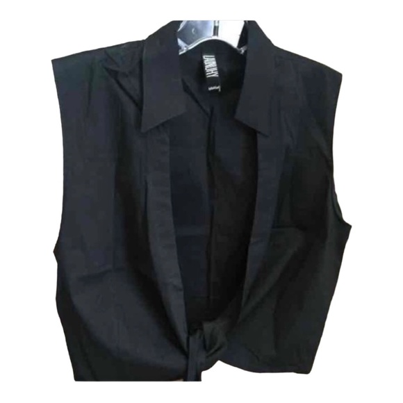 Laundry  by Shelli Laundry size 10  Black Open Front top  tie at waist - Picture 1 of 5
